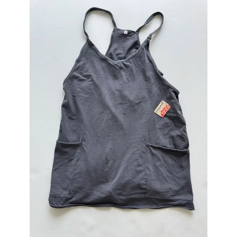 Free People FP Movement Hot Shot Mini Dress With Shorts Washed Indigo Sz Medium0 - Picture 3 of 5